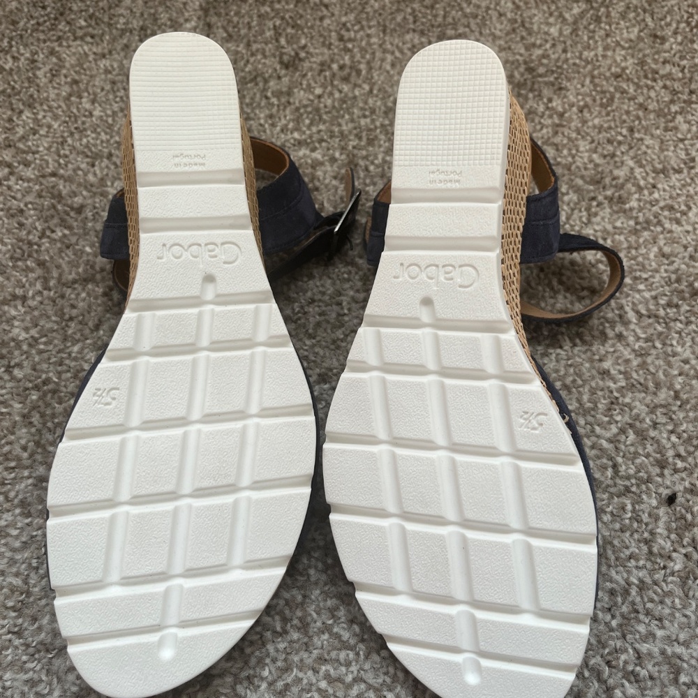 Gabor NEW navy suede wedge heel sandal with woven detail - Picture 6 of 6